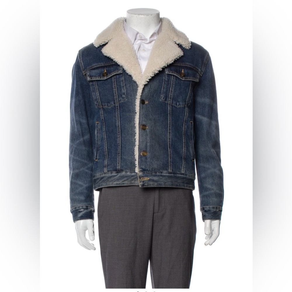 Saint Laurent Paris RARE Shearling Trucker Denim Jacket